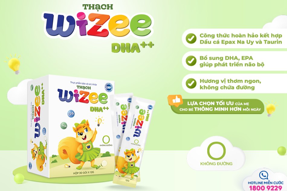 Thạch Wizee DHA++ là sản phẩm của Dược phẩm Tín Phong nhằm hỗ trợ phát triển trí não trẻ