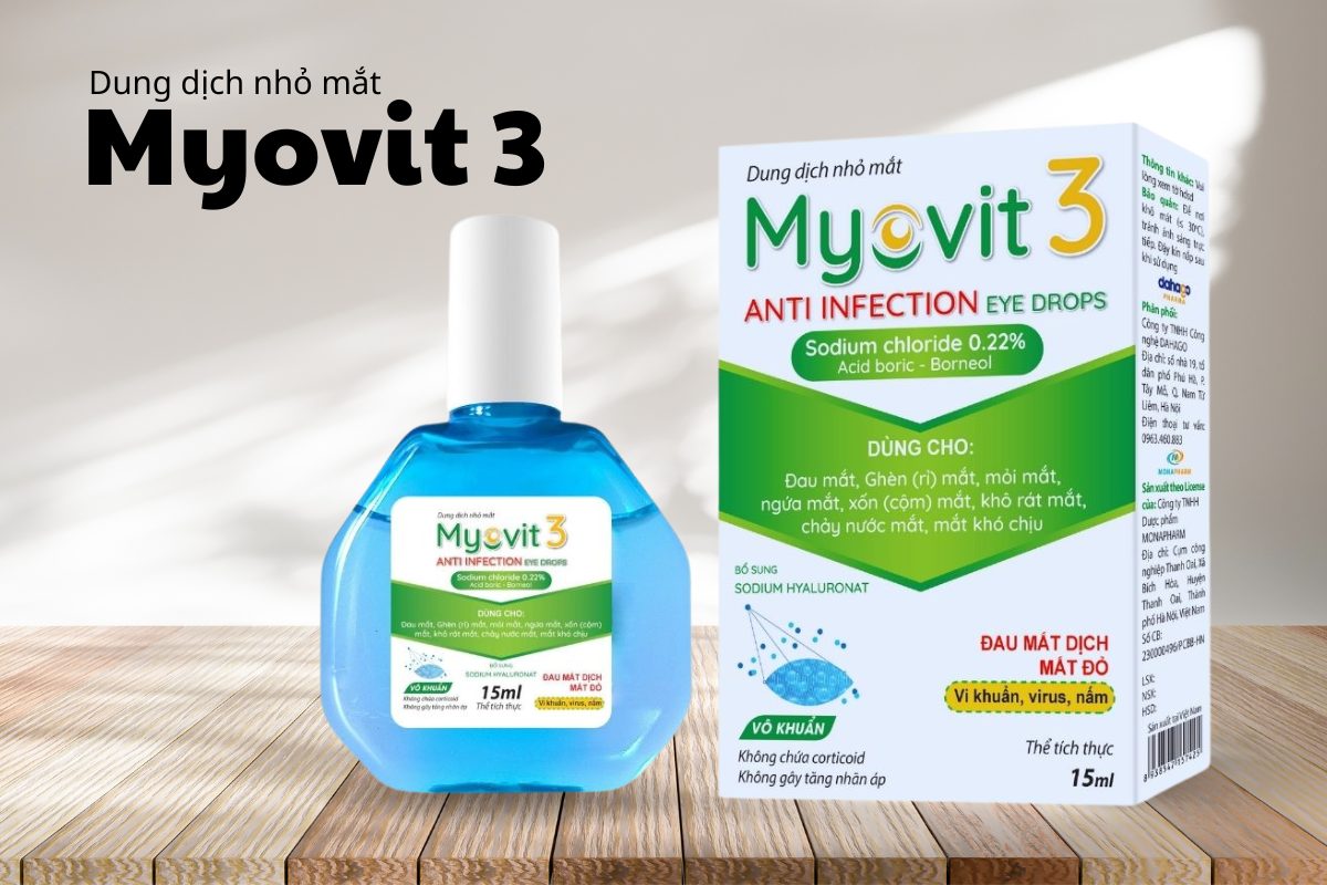 Dung dịch nhỏ mắt Myovit 3 - Giải pháp chăm sóc, bảo vệ mắt cho cả trẻ em và người lớn