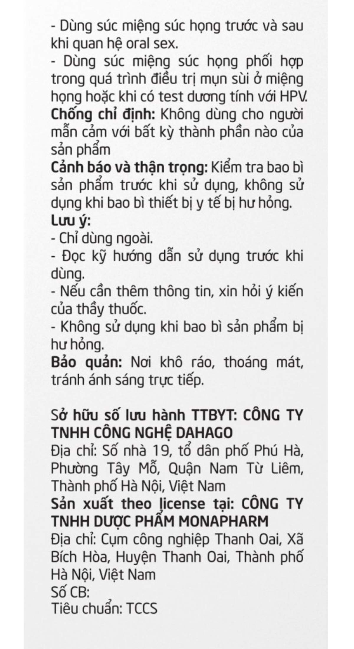 Hướng dẫn sử dụng Dung dịch súc họng - súc miệng Hupavir Sinecatechin